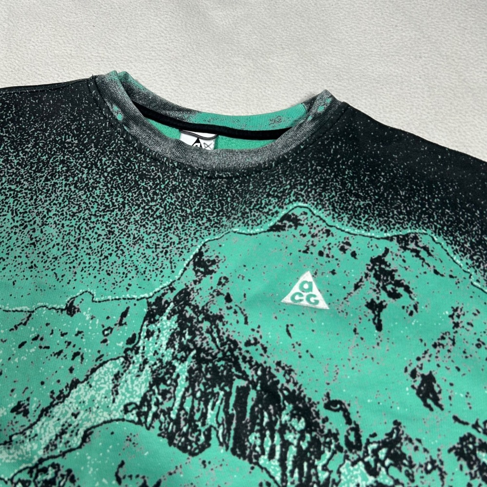 Nike ACG Therma-FIT Sweatshirt Mens Large Teal Black Mountain Graphic DQ5842-379